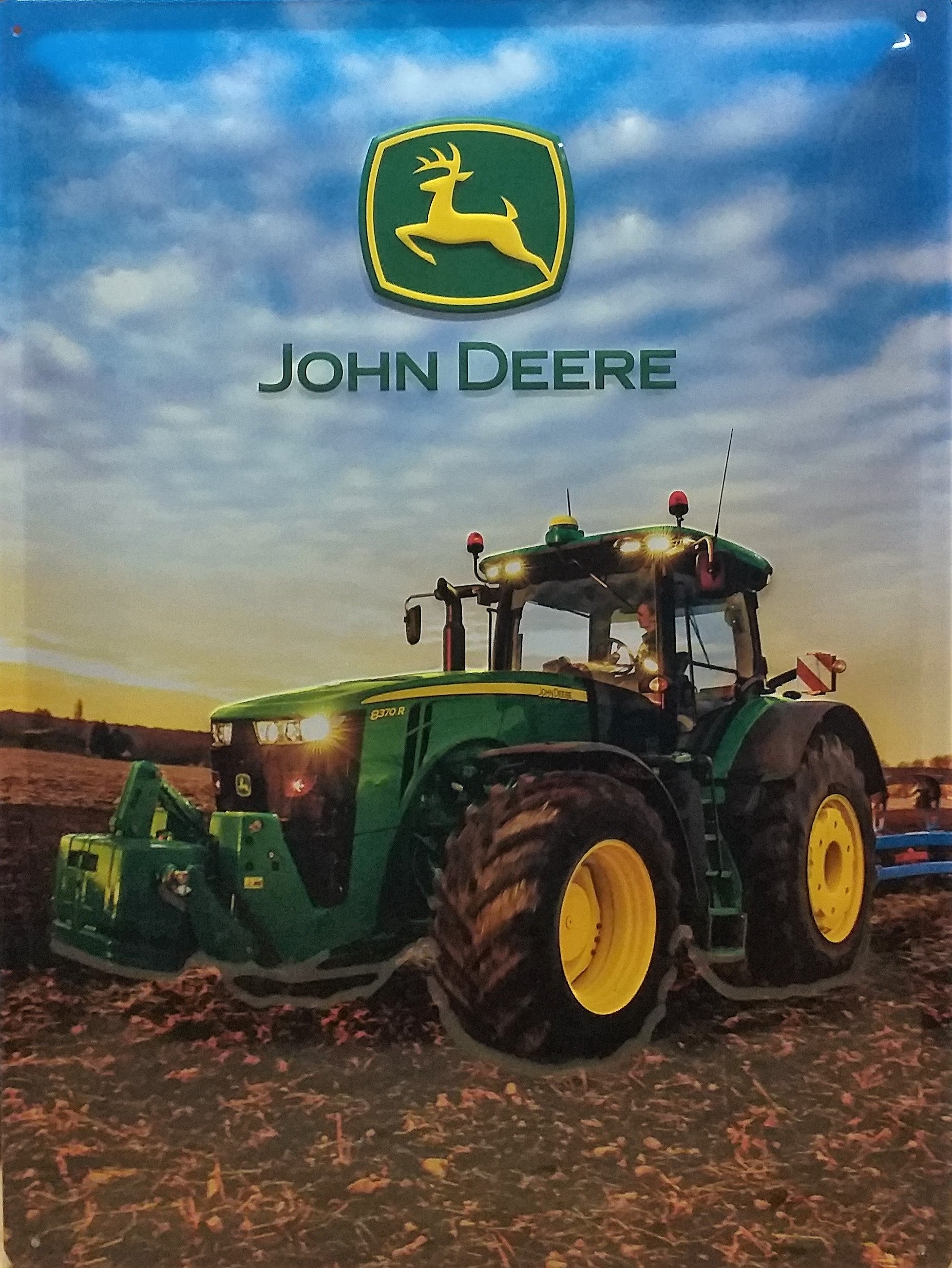 Plaque Métal émaillée John Deere Garage - 25x50 Cm - Style Rétro - Nostalgic-Art - Neuf