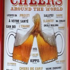 plaque métal vintage CHEERS around the world