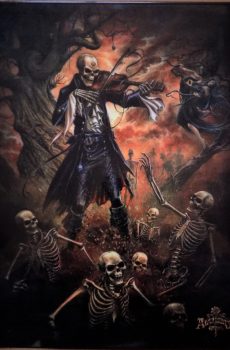 Plaque métal Alchemy Gothic VIOLONISTE tete de mort