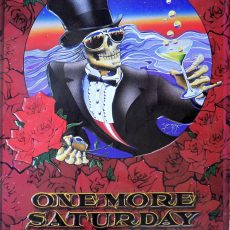 Plaque métal vintage ONE MORE SATURDAY NIGHT tete de mort gothic