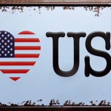 plaque métal vintage I LOVE USA