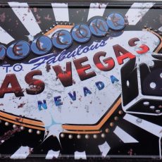 plaque métal vintage WELCOME LAS VEGAS - 30 x 15 cm