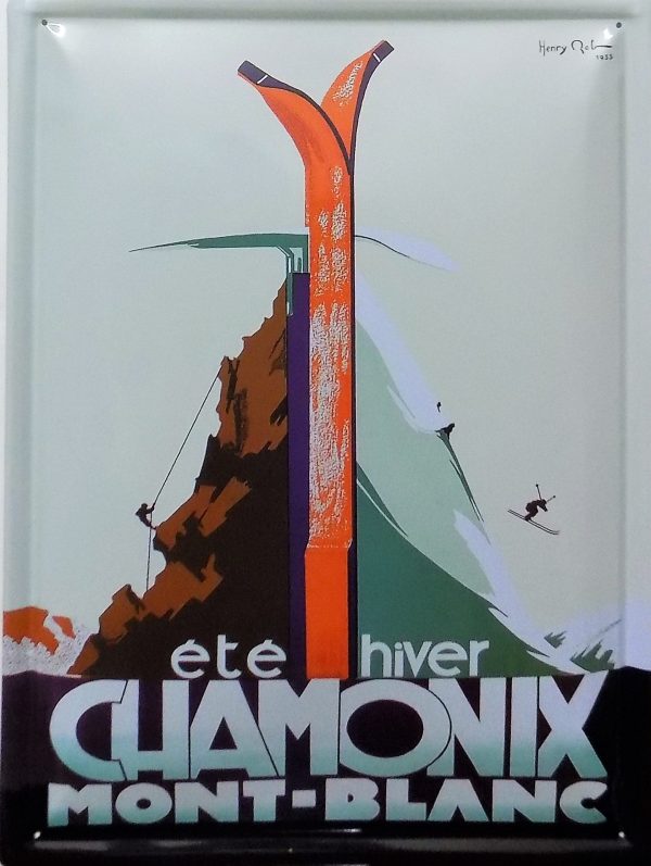 plaque métal vintage CHAMONIX MONT-BLANC été hiver