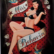 plaque métal vintage PIN UP MISS BEHAVIN