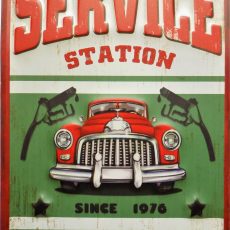 plaque métal vintage SERVICE STATION - 40 x 28 cm