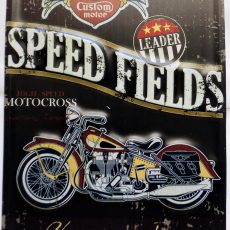 plaque métal vintage SPEED FIELDS custom motor - 40 x 28 cm