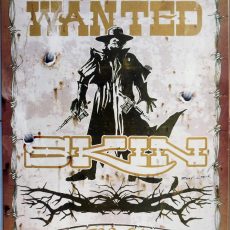 plaque métal vintage WANTED SKIN TATTOO SHOP