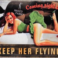 plaque métal vintage PIN UP KEEP HER FLYING avion