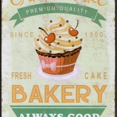plaque métal vintage CAKE BAKERY