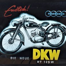 plaque métal vintage moto DKW RT 125 W AUTO UNION
