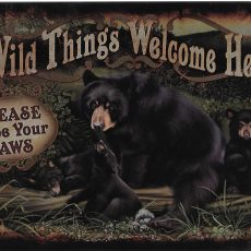 plaque métal vintage WILD THINGS WELCOME HERE