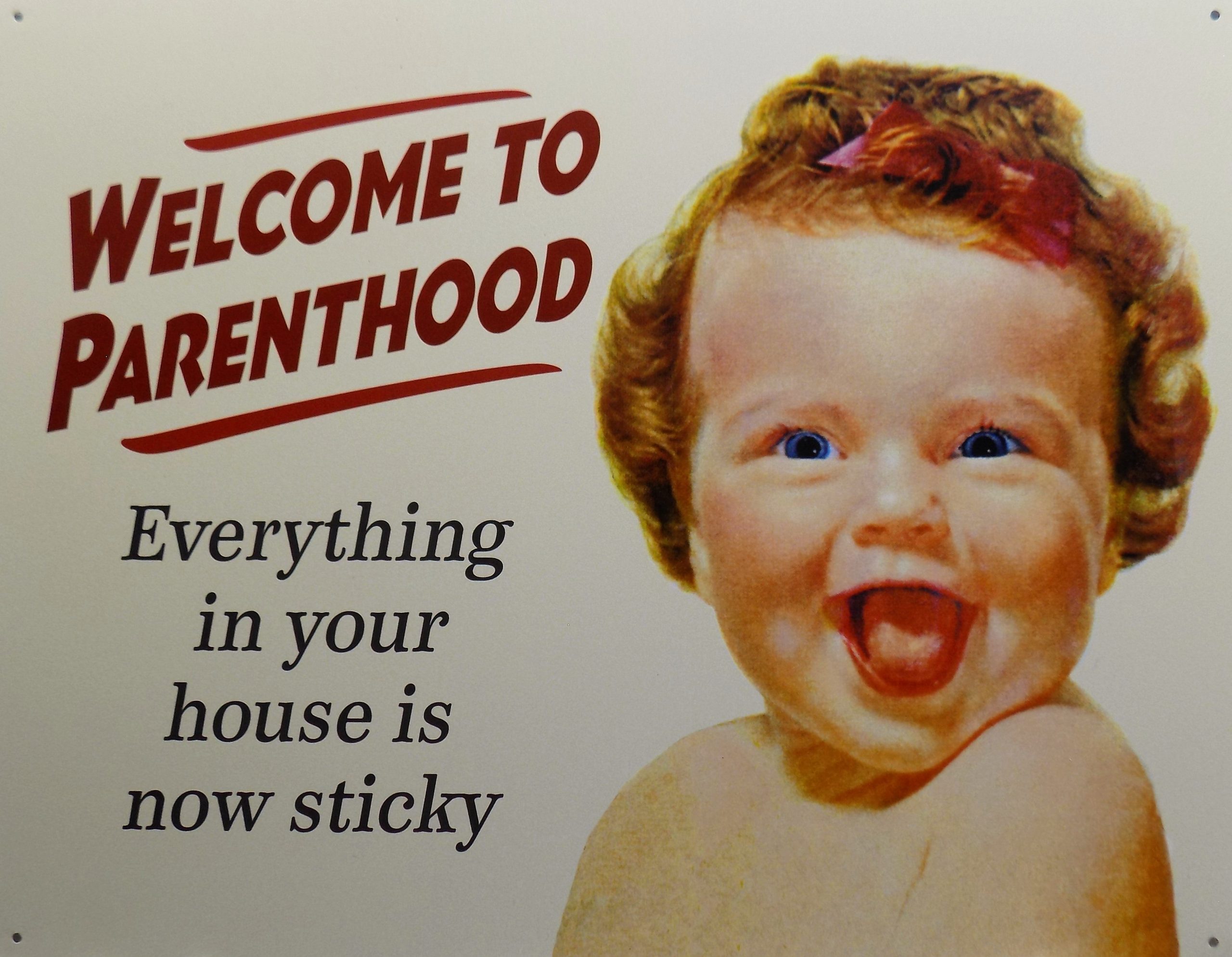 plaque métal vintage WELCOME TO PARENTHOOD