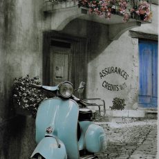 plaque métal vintage SCOOTER BLEU