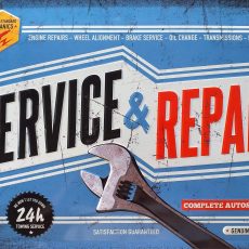 plaque métal vintage SERVICE & REPAIR