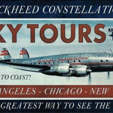 plaque métal vintage LOCKHEED CONSTELLATION SKY TOURS avion