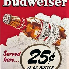 plaque métal vintage BIERE BUDWEISER bouteille