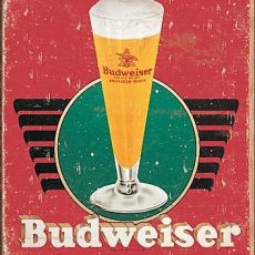 plaque métal vintage BIERE BUDWEISER VERRE