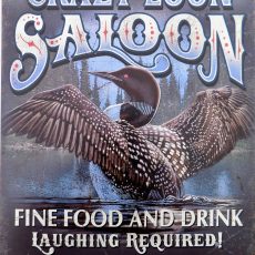 plaque métal vintage CRAZY LOON SALOON