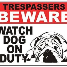 plaque métal vintage BEWARE WATCH DOG ON DUTY
