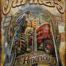 Plaque métal Américaine tracteur FARMERS BACKBONE OF AMERICA