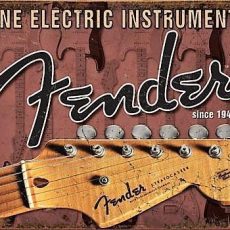 Plaque métal vintage FENDER fine electric instruments