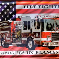 plaque métal vintage FIRE FIGHTER CAMION POMPIER Américain deco usa