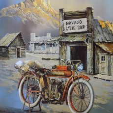 plaque métal Américaine moto INDIAN navajo's cycle shop deco usa
