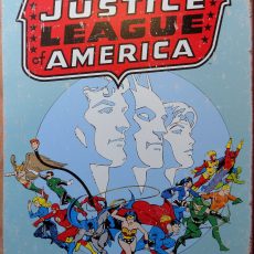 Plaque métal Américaine vintage JUSTICE LEAGUE OF AMERICA RETRO