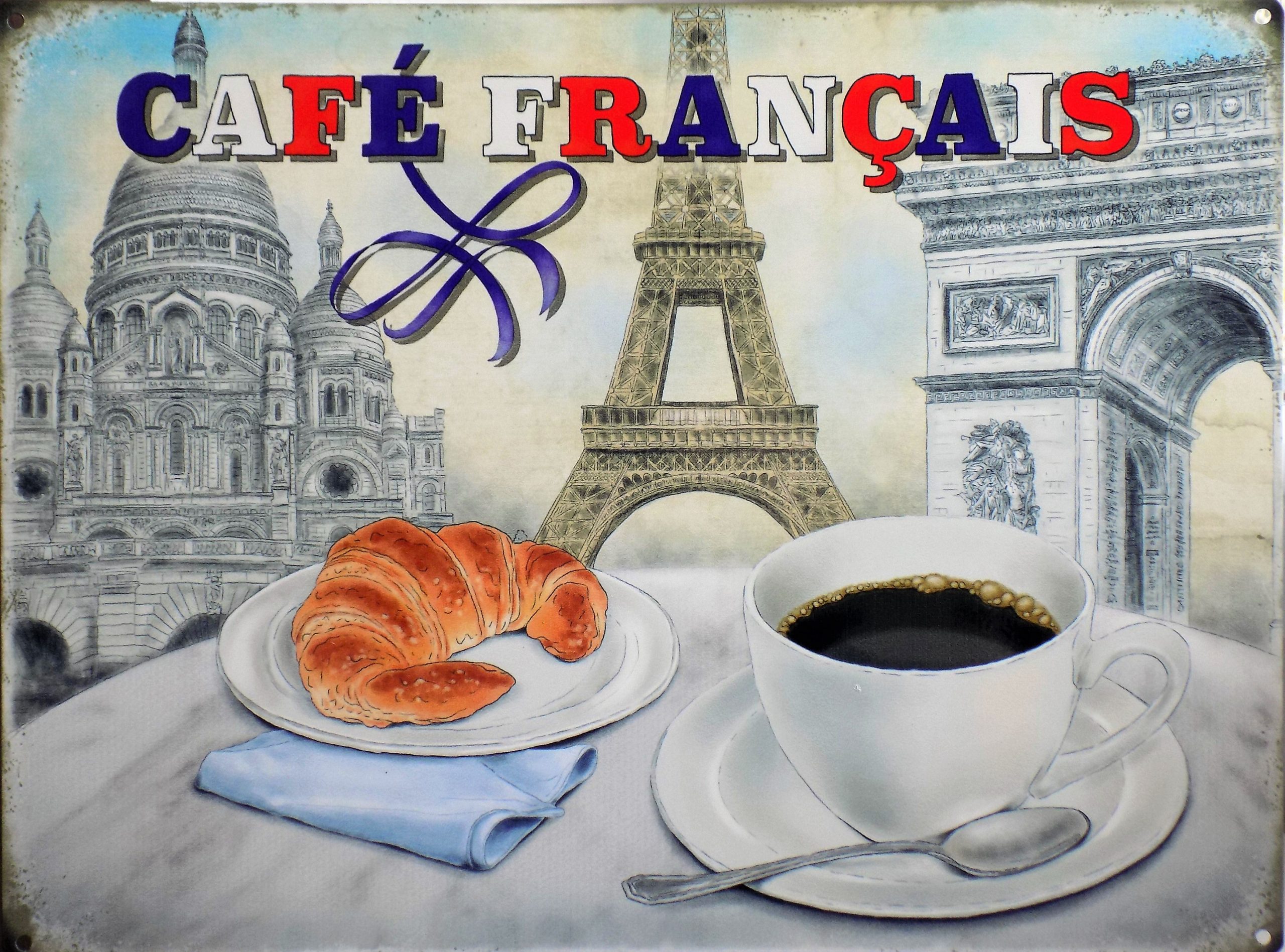 PLAQUE METAL vintage CAFE FRANCAIS