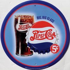 plaque métal vintage PEPSI COLA big glass