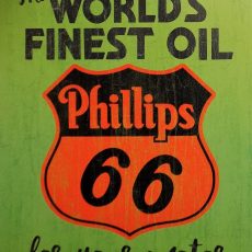 plaque en métal Américaine vintage PHILLIPS 66 finest oil