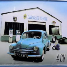 plaque métal vintage RENAULT 4 CV GARAGE