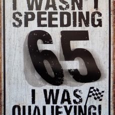 plaque métal vintage SPEEDING 65