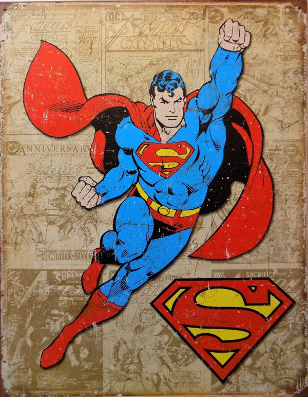 Plaque métal vintage SUPERMAN PANELS