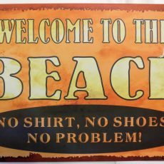 plaque métal vintage WELCOME TO THE BEACH