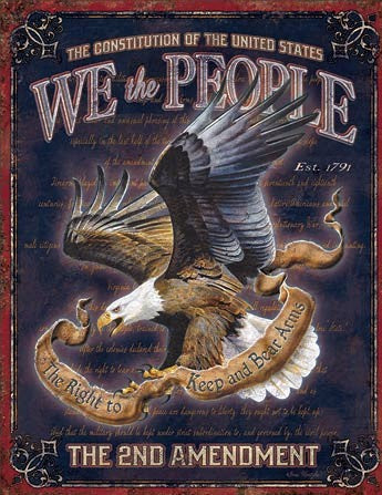 plaque métal Américaine USA WE THE PEOPLE 2nd amendment deco aigle western country