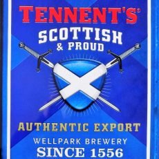 PLAQUE METAL vintage TENNENT'S SCOTTISH