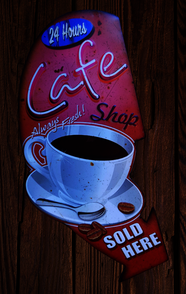 plaque métal vintage enseigne CAFE SHOP