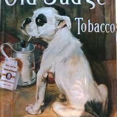 plaque métal vintage old judge tobacco chien qui fume la pipe (1)