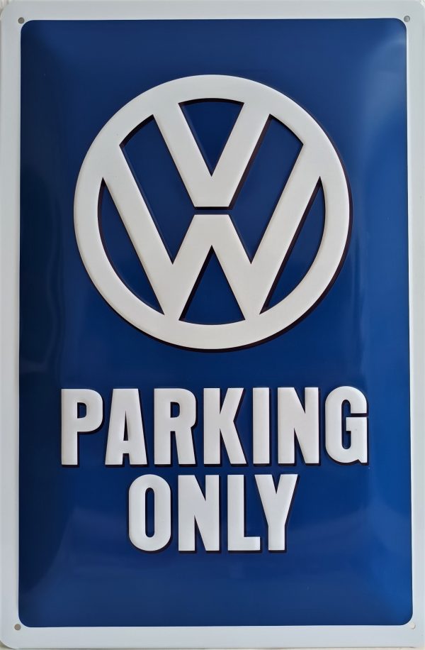 plaque metal logo volkswagen vw parking only