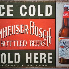 plaque métal vintage BIERE BUDWEISER ANHEUSER-BUSCH