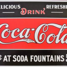 plaque métal vintage COCA COLA soda fountains