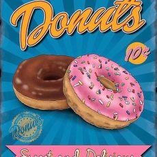 plaque métal vintage DONUTS