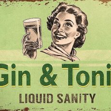 PLAQUE METAL vintage GIN & TONIC