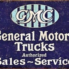 plaque métal américaine vintage GENERAL MOTORS TRUCKS GMC deco usa