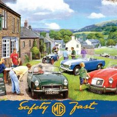 plaque métal vintage MG SAFETY FAST