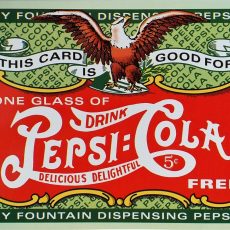 plaque métal vintage PEPSI COLA one glass
