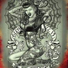 Plaque métal vintage PIN UP TATTOO ABYSSUS