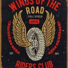 plaque métal vintage WINGS ON THE ROAD