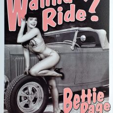 plaque métal vintage BETTIE PAGE WANNA RIDE